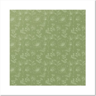 Green Floral Patten #1 Posters and Art